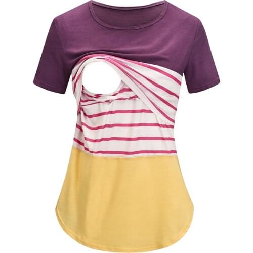 Maternity clothes Women Summer Casual stripe Short Sleeve Pregnancy Mama Shirt Breastfeeding Pregnant T-Shirt women home clothes