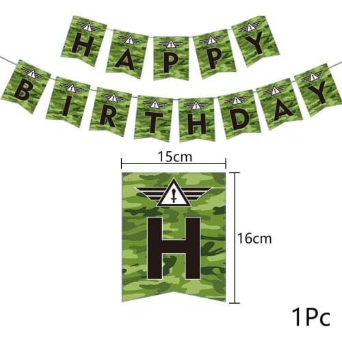 Military Camouflage Theme Birthday Party Decoration Army Decor Pull Flag Insert Row Paper Tray Paper Cup Paper Towel Straw