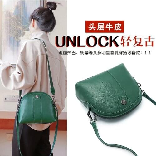 Solid color Saddle bag 2021 Fashion New High quality genuine Leather Womens Designer Handbag Casual Flip Shoulder Messenger Bag