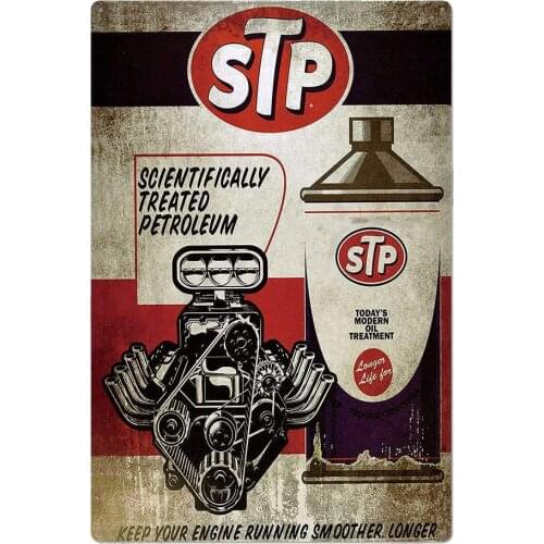 Original Retro Design STP Tin Metal Wall Art Signs, Keep Your Engine Running Thick Tinplate Print Poster Wall Garage