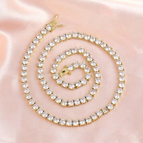 JUWANG 3 mm Width Chokers Necklaces Cubic Zirconia Luxury Clavicle Chain Necklace For Women Men Christmas Valentines Day Gift