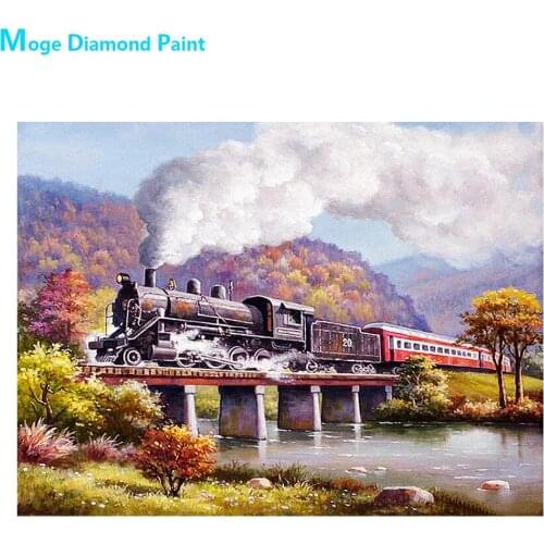 Landscape & Vintage Steam Train Diamond Painting Round Full Drill Nouveaute DIY Mosaic Embroidery 5D Cross Stitch Home Decor