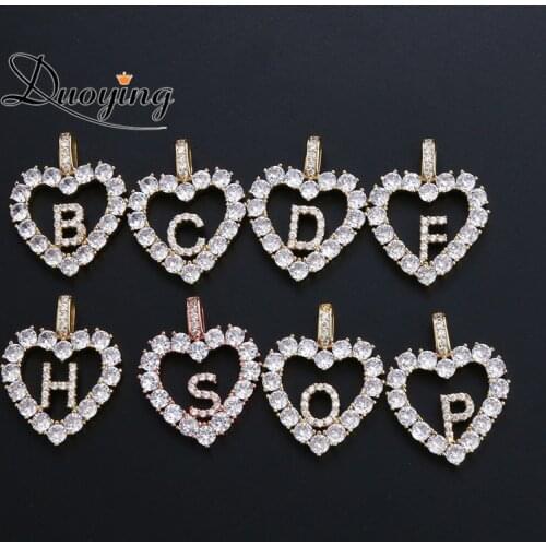 DUOYING Ziron Heart Custom Alif Letters Pendants Personalized Jewelry Charms for Necklace Multi Option Fashion Chain Necklaces