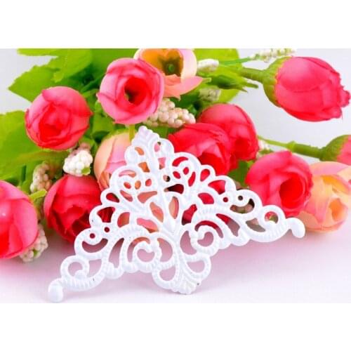 MIAOCHI Retail 5Pcs White Filigree Wraps Connectors Metal Crafts Gift Decoration DIY Findings 4.8x7.5cm F0407