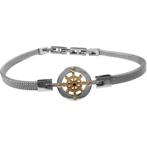 Runda Fashion Rose Golg Wheel Accessories Bangles Stainless Steel Mesh Bracelets for Men Jewelry