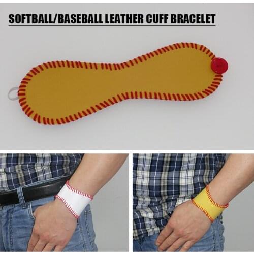 Bracelets Sport Seamed Lace Leather Bracelets Herringbone Softball Fast Pitch Baseball Stitch cuff