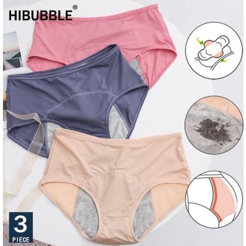 3pcs Leakproof Menstrual Panties Sexy Undies Breathable Incontinence Multicolor Woman Sanitary Period Underwear Plus Size L-7XL