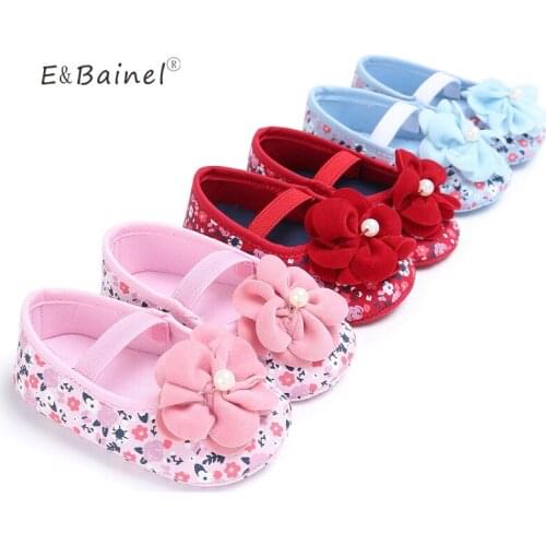 E&Bainel Baby Girl Shoes Cute Flower Princess Soft Baby Shoes Solid Elastic First Walkers Summer
