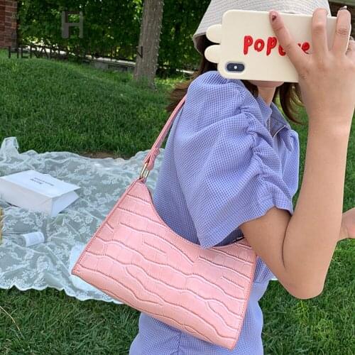 Fashion Crocodile Pattern Women Luxury Handbag PU Leather Simple Underarm Shoulder Bags Female Daily Design Totes Purse Pouch