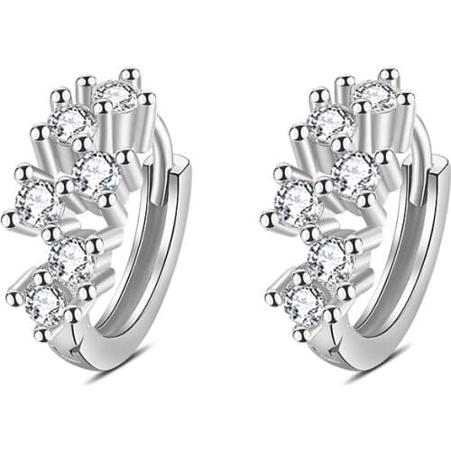 LByzHan 100% Real 925 Sterling Silver Crystal Circle Earring For Women Making Jewelry Gift Wedding Party Engagement E024