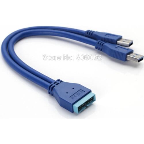 2 Ports USB 3.0 A Male to 20 Pin Motherboard Header Male Y Extension Cable Adapter