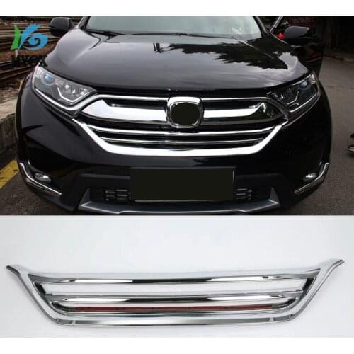 ABS Chrome Front Bottom Center Grille Frame Cover Trim Protective Frame Car Styling For Honda CRV CR-V 2017 2018 2019