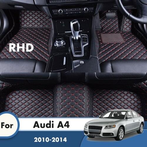 RHD Car Floor Mats For Audi A4 2014 2013 2012 2011 2010 Car Carpet Leather Custom Auto Foot Liners Automobile Interior Cover