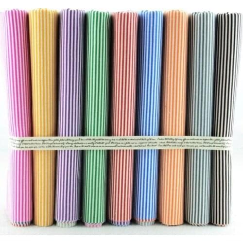 Booksew 9 Colors 50CMx50CM Cotton Fabric Set "Must-have Stripe" Bundle Tilda Quilting Scrapbooking Patchwork Cloth