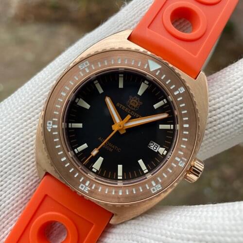 2021NEW SD1973S STEELDIVE CUSN8 Bronze Watch 500M Waterproof Bronze Bezel NH35 Movement Super Luminous Mens Luxury Diving Watch