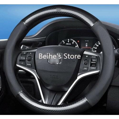 Breathable Holes Leather Carbon Fiber Car Steering Wheel Cover For Honda Series