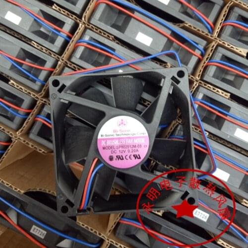 BI-SONIC SP802512M-03 DC 12V 0.20A 80x80x25mm 2-Wire Server Cooling Fan