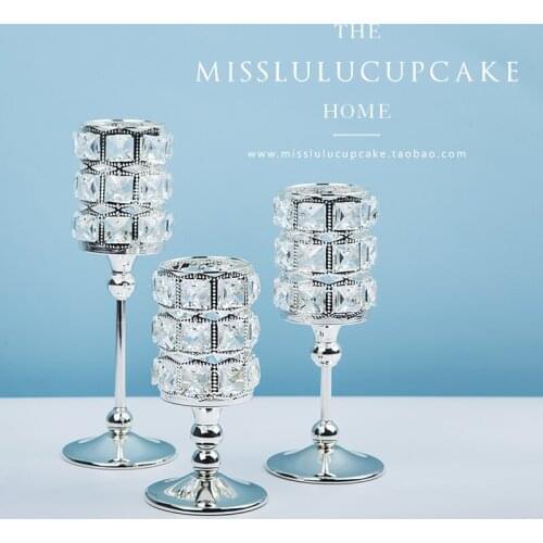 Crystal metal candlestick crafts wedding props table accessories soft model home decoration