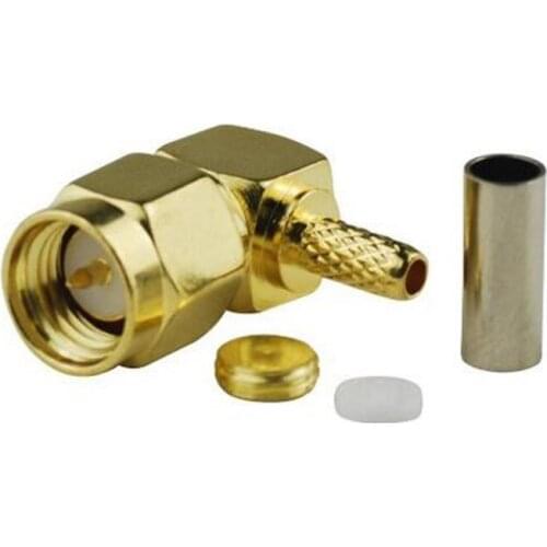 JX 2PCS SMA male right angle crimping connector for RG316 RG174 cable fast ship