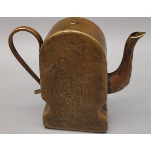 China archaize brass teapot small crafts statue