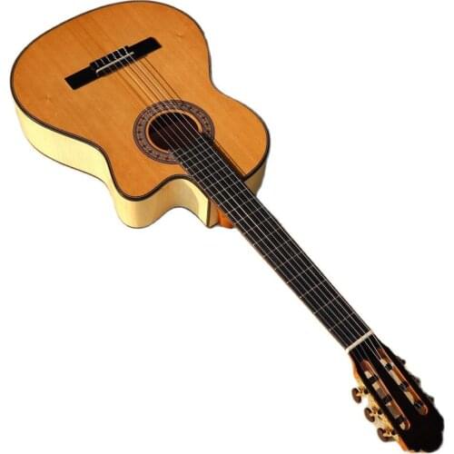 39 Inch Rosewood Back&Side Classic Guitar Spruce Wood Top Natural Color 6 Strings Cutaway Design Glossy Finish with Truss Rod