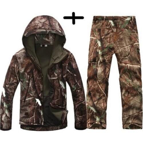 TAD Outdoor Tactical Soft Shell Camouflage Jacket Set Men Army Sport Waterproof Hunting Clothes Military Jacket+pants