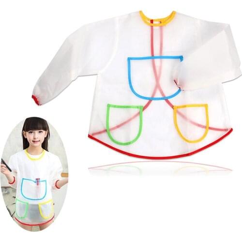 LUOEM Cute Waterproof Long-sleeved Children Kids Smock Apron Art Aprons Painting Apron for Painting Education Interesting