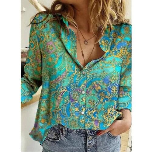 Fashion Lapel Long Sleeve Shirt Women Casual Large Size Women Shirt