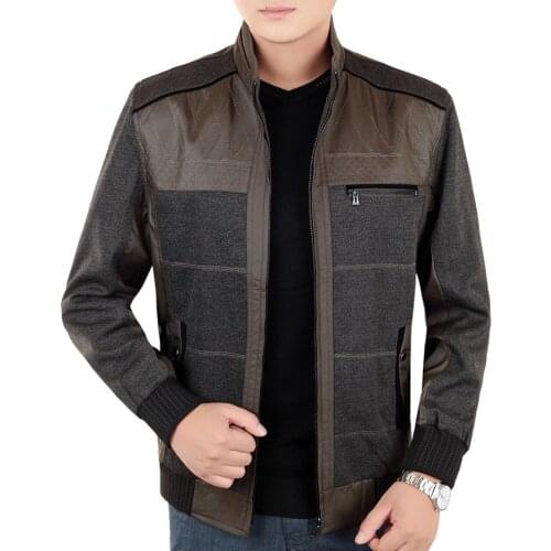 Men Jacket Casual Thin Mens Jackets 2020 Autumn Jacket Stand Collar Middle Age Slim Jaqueta Masculina Plus Size HJ482 s s