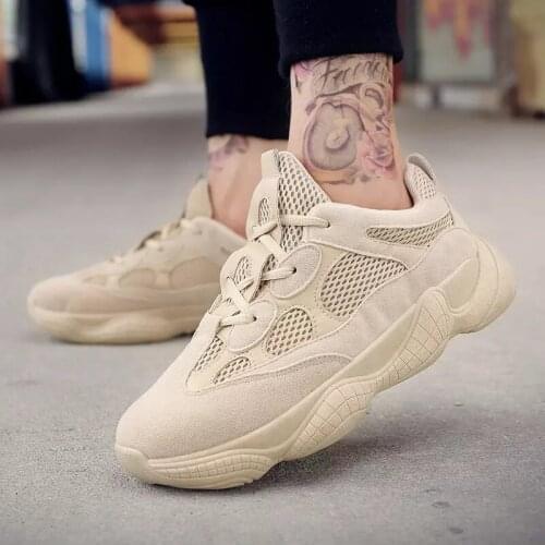 Mens sneakers Breathable Mesh Shoes Sneakers Spring New Korean Mens Shoes Fashion Old Shoes black/white