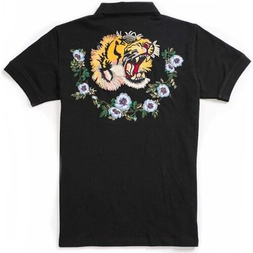 Punk New Novelty 2020 High Embroidered tiger rose Fashion Polo Shirts Shirt Hip Hop Skateboard Cotton Polos Top Tee #276
