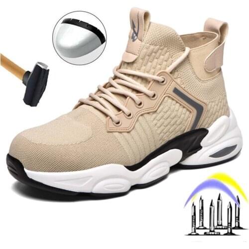 New Mens Steel Head Indestructible Work Boots Light Anti Smash Anti Stab Safety Shoes Outdoor Sports Protective Mens Boots