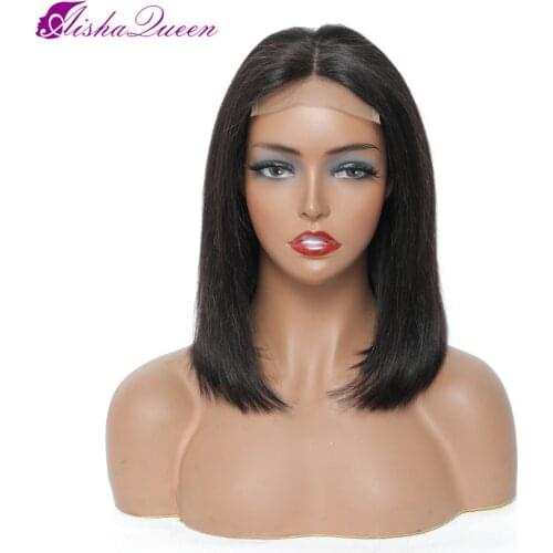 Aisha Queen Brazilian Straight Lace Wig 4*4 Short Bob Human Hair Wigs 150% Lace Closure Wigs Straight Human Hair Wigs