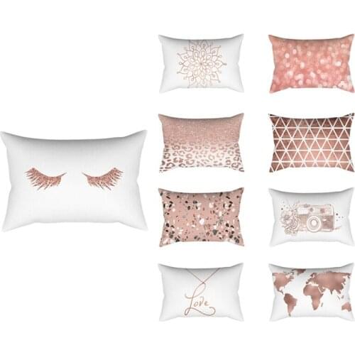 30*50cm Rose Gold Pink Minimalist Linen Cotton Cushion Cover Case Polyester Home Decor Bedroom Decorative Sofa Car Throw Pillows