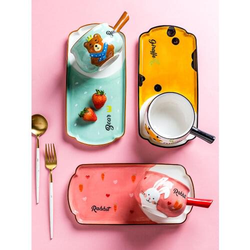 Tableware for One Person Childrens Breakfast Tableware Cute Girls Heart Net Red Plate Bowl Plate Set Combination bowl