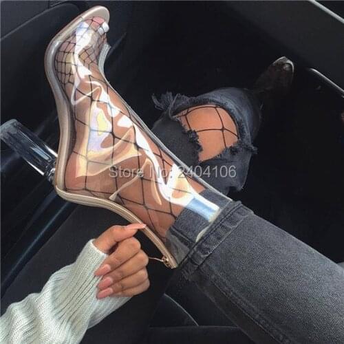 Dropship Fashion Summer Crystal Block High Heels Transparent Shoes Woman Plastic Ankle Booties Women Clear Perspex Heel Boots