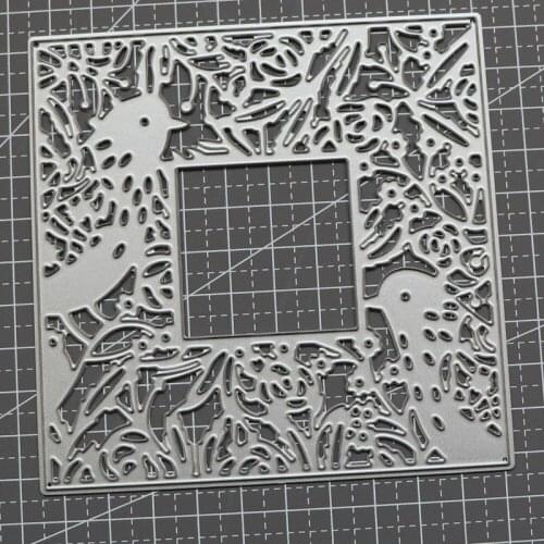 Bird Leaves Frame Square Metal Steel Cutting Dies Stencils for Making Scrapbooking DIY Album Paper Embossing Cards
