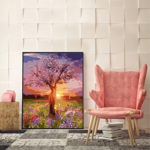 Paint by number art painting by numbers life tree girl creative adult hand-painted decompression bedroom decoration painting