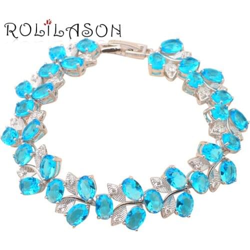 ROLILASON Romantic blue Zircon Bracelets wedding items Health Fashion jewelry TB478