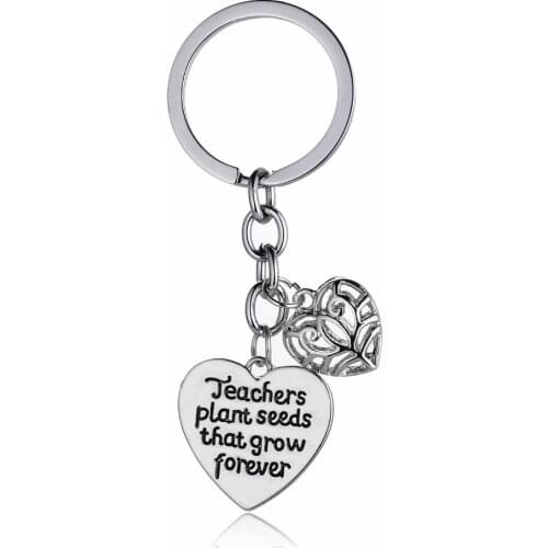 Teachers Plant Seeds That Grow Forever Love Heart Gifts For Teacher Keyring Pendants Keychain Fashion Jewelry Charms