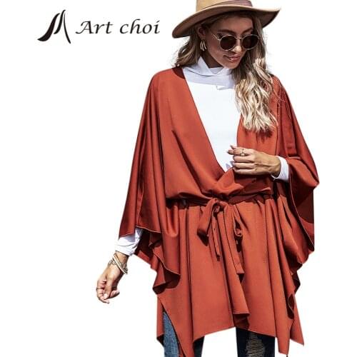 Spring Autumn Elegant Women Cloak Shawl Cape Poncho Coats With belt Mid-length Korean sleeveless Plus Size Ladies Cape Coats