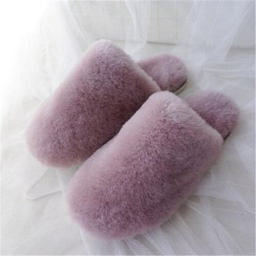 2020 New Women Natural Sheepskin Home Slipper Winter Women Indoor Slippers Fur Slippers Wool Flip Flops Slipper Lady Home Shoes
