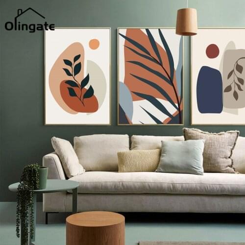 Modern Geometry Art Posters and Prints Nordic Abstract Tropical Plants Flower Canvas Painting One Piece Wall Art Home Room Decor