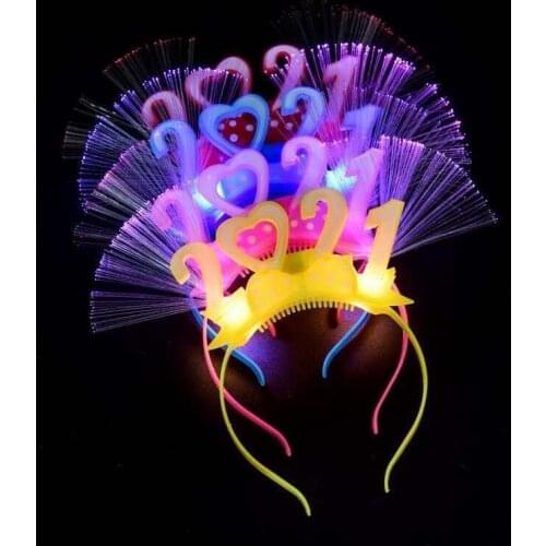 Luminous 2021 optical fiber headdress hairband hairpin new year luminous headband wholesale flash fluorescent toys wholesale