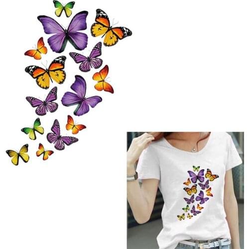 Iron-on Transfer For Clothing Heat-Transfer Vinyl For t-Shirt Colorful Butterfly Accessories Decor Cloring Stickers Use Washable
