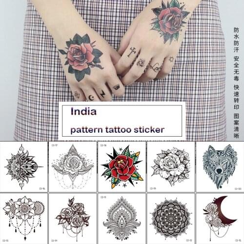 1PC temporary tattoo sticker india flower back hand arm adhesive water transfer decals Haina Flower fake tattoo sticker RA030