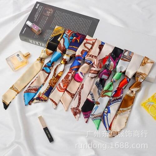 2021 New Silk Scarf Headband Womens Long Hairband Ponytail Scarf Headband Hairband Women Elastic Headband Hair Accessories