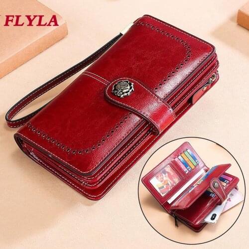 Ladies Leather Wallet Large Capacity Multifunctional Long Wallet Retro Clutch Bag For women