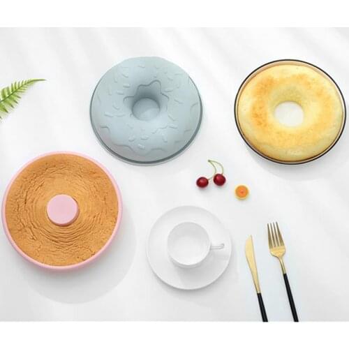 1 Pcs Donut Silicone Cake Mold For Doughnut Blue Pink Cake Bread Cupcake Cheesecake Cornbread Brownie Pudding Candy Moulds