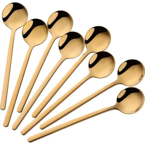 New 12Pcs Round Coffee Spoon,Stainless Steel Mini Teaspoons,Sugar/Dessert Spoon,Ice Cream Spoon